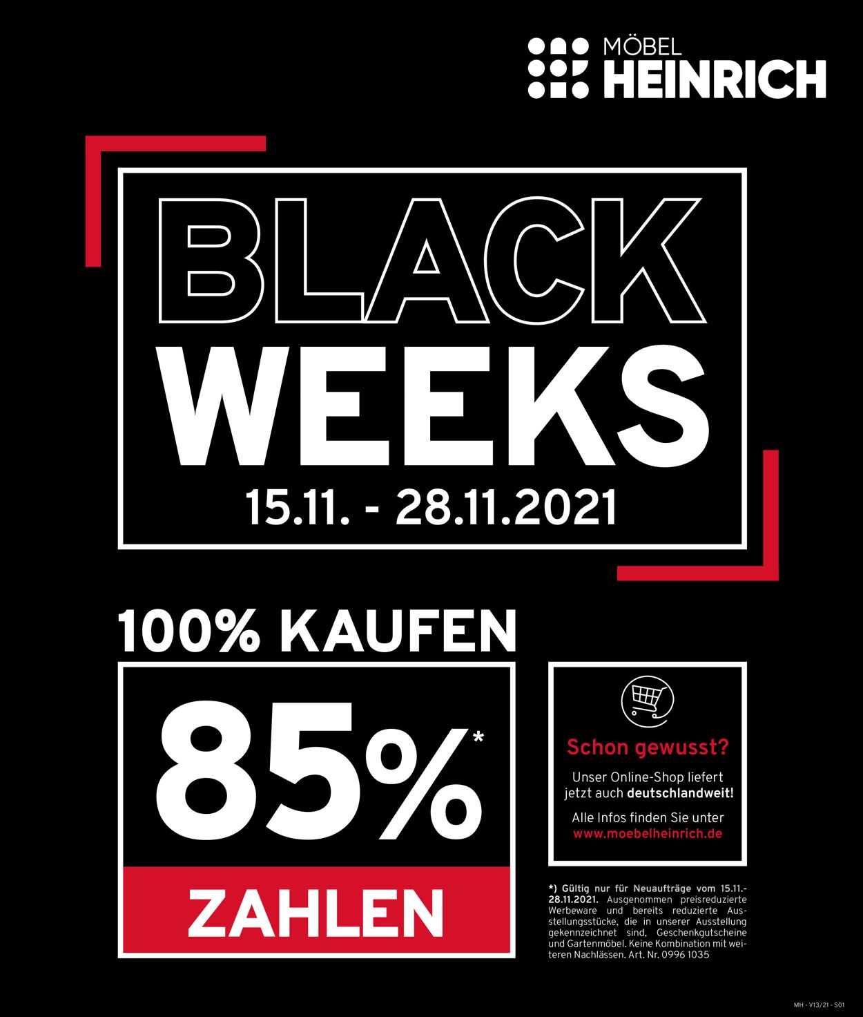 Prospekt Möbel Heinrich BLACK WEEKS 2021 vom 15.11.2021